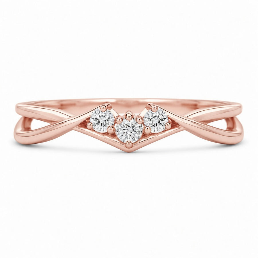 1.00 CT Minimal Twisted Lab-Grown Diamond Trilogy Engagement Ring in 14K White Gold – Dainty Three-Stone Promise Design