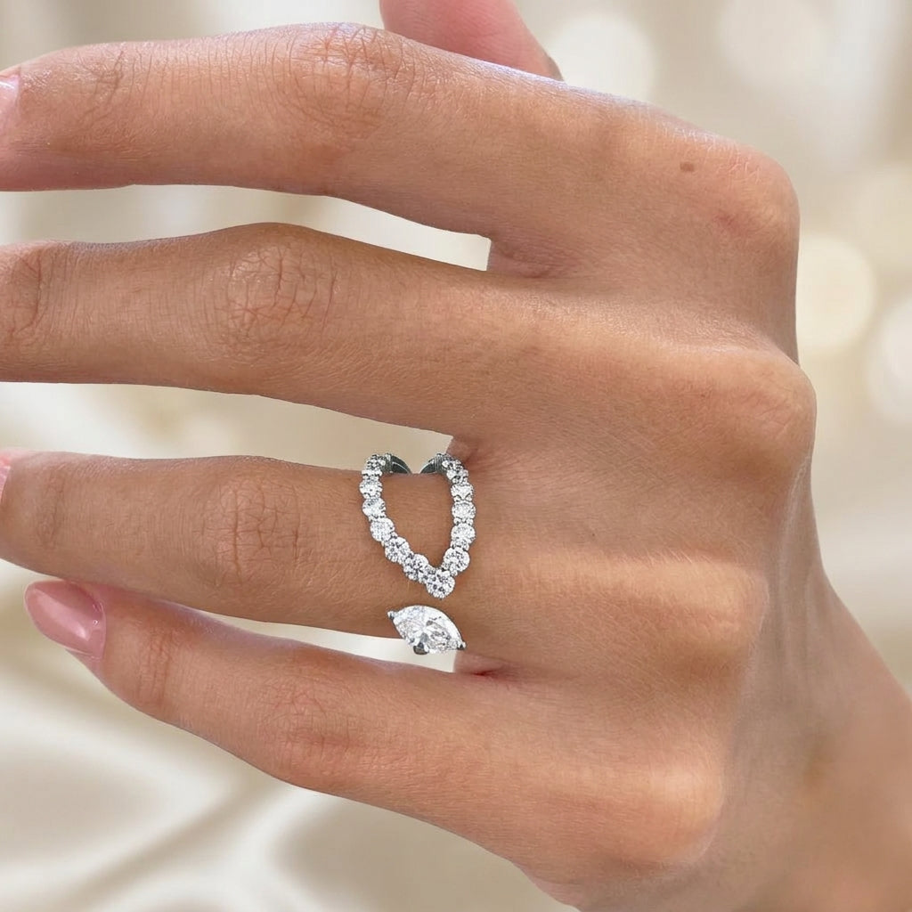 14K White Gold Lab-Grown Diamond Statement Fashion Ring (1.00 CTW – D–F / VS1–VS2)