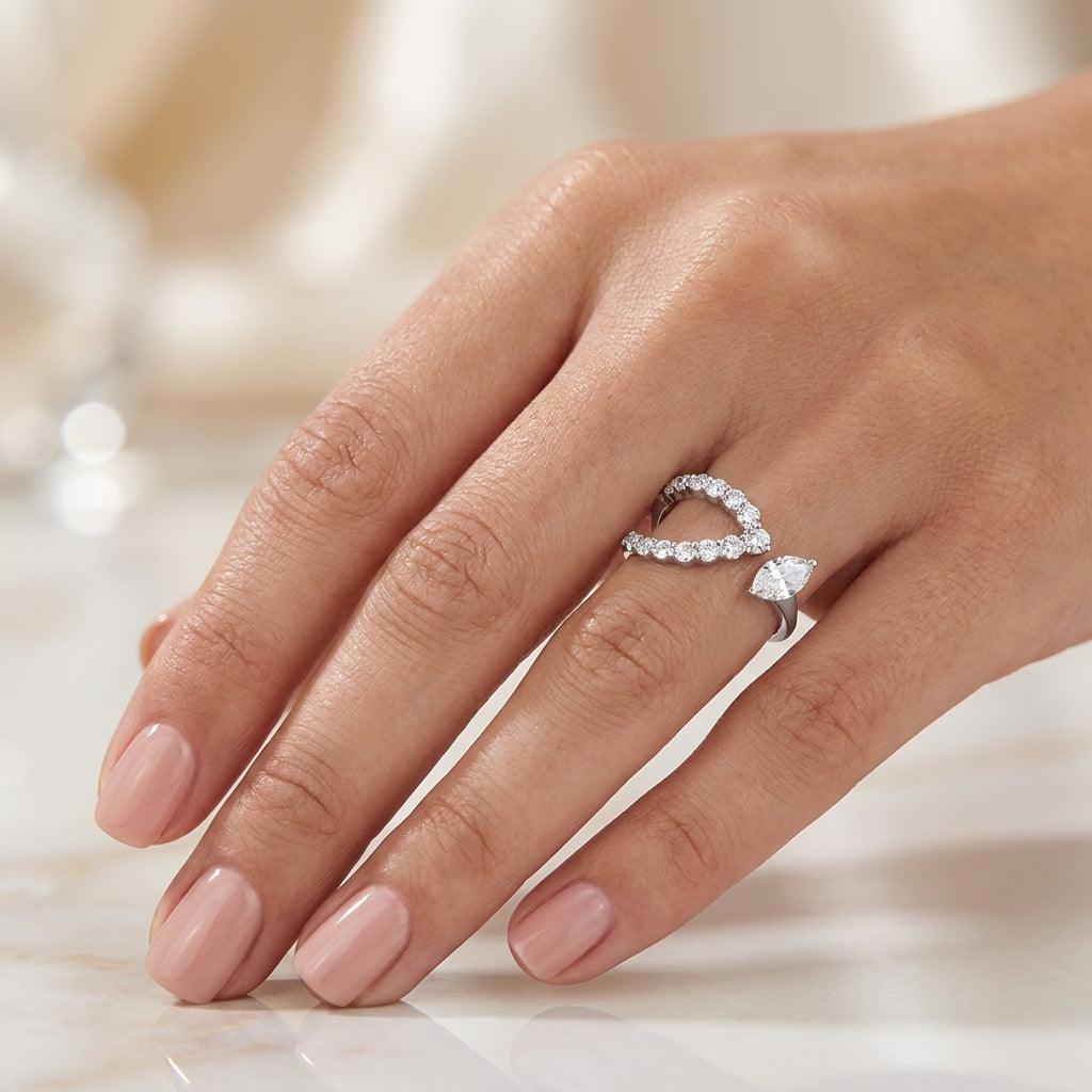 14K White Gold Lab-Grown Diamond Statement Fashion Ring (1.00 CTW – D–F / VS1–VS2)