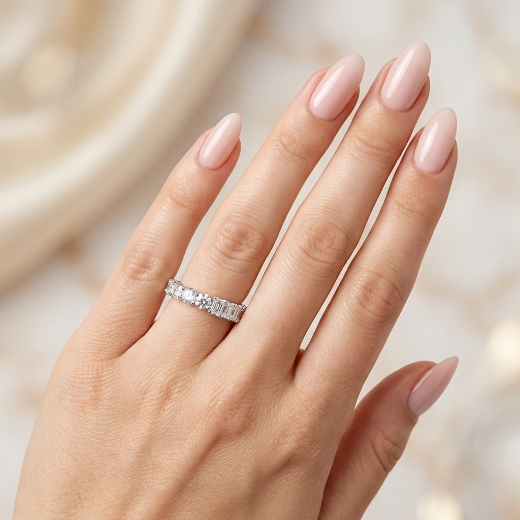 3.60 CT Lab-Grown Diamond Eternity Ring in 14K White Gold (D–F / VS1–VS2)