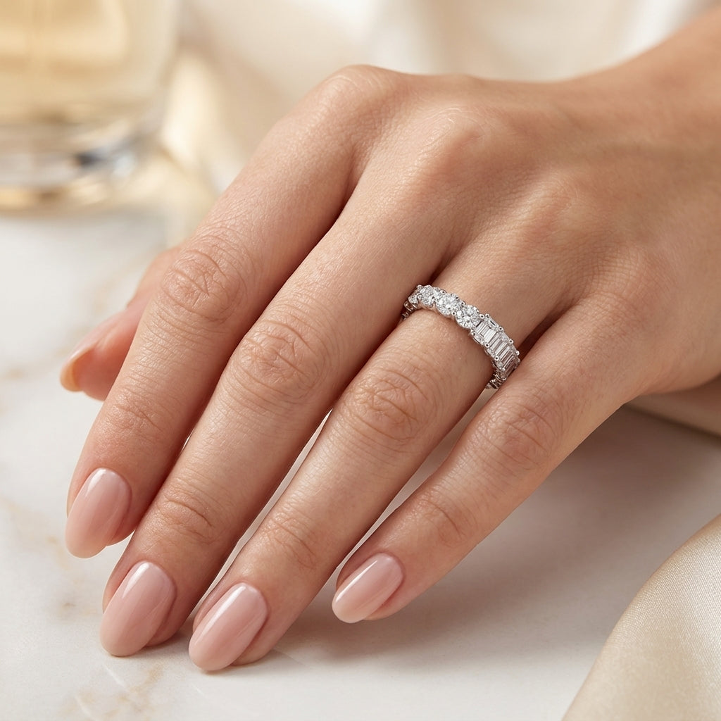 3.60 CT Lab-Grown Diamond Eternity Ring in 14K White Gold (D–F / VS1–VS2)