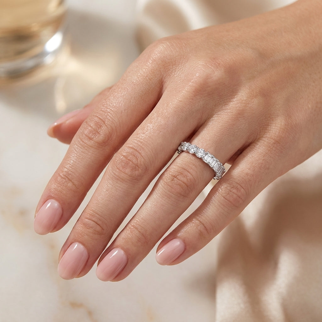 3.60 CT Lab-Grown Diamond Eternity Ring in 14K White Gold (D–F / VS1–VS2)