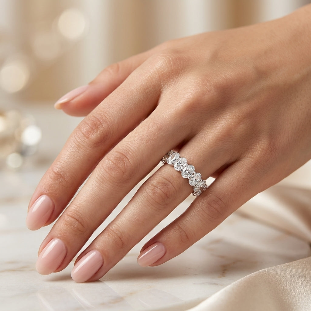 5.63 CT Lab-Grown Diamond Eternity Ring in 14K White Gold (D–F / VS1–VS2)