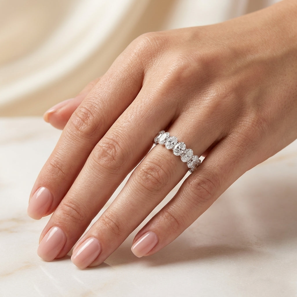 5.63 CT Lab-Grown Diamond Eternity Ring in 14K White Gold (D–F / VS1–VS2)