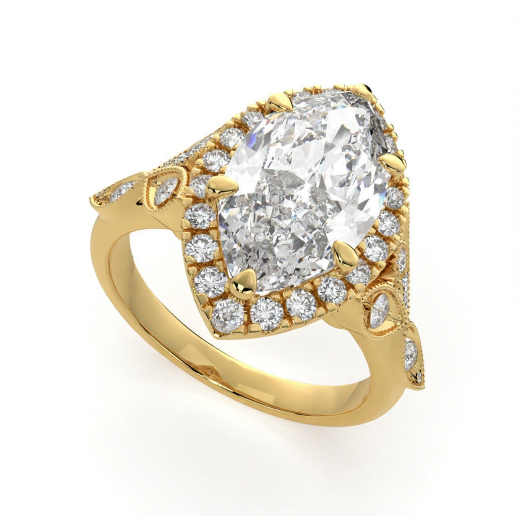 Ada 3.35 Carat Marquise Cut Halo Pave Engagement Ring