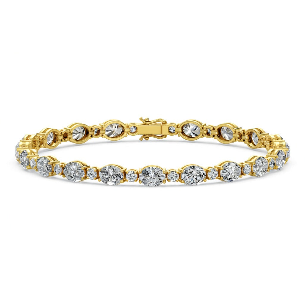 12 Carat Oval Round Cut Diamond Tennis Bracelet VS1 D F White Gold 14k