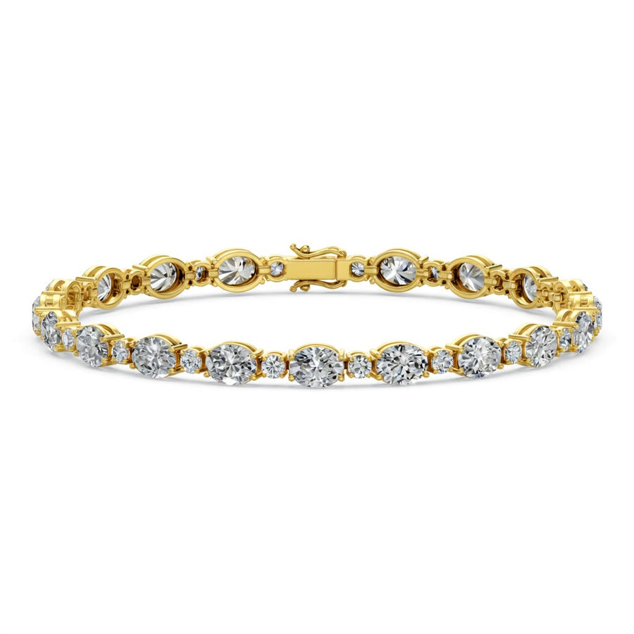 12 Carat Oval Round Cut Diamond Tennis Bracelet VS1 D F White Gold 14k