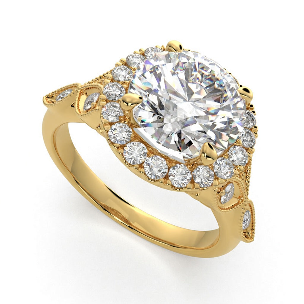 Ada 1.35 Carat Cushion Cut Halo Pave Engagement Ring