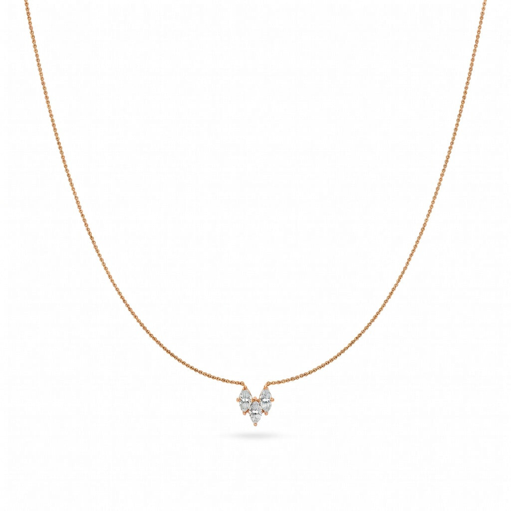 0.4 Ct Marquise Cut Diamond Pendant Necklace VS1 D-F White Gold 14k