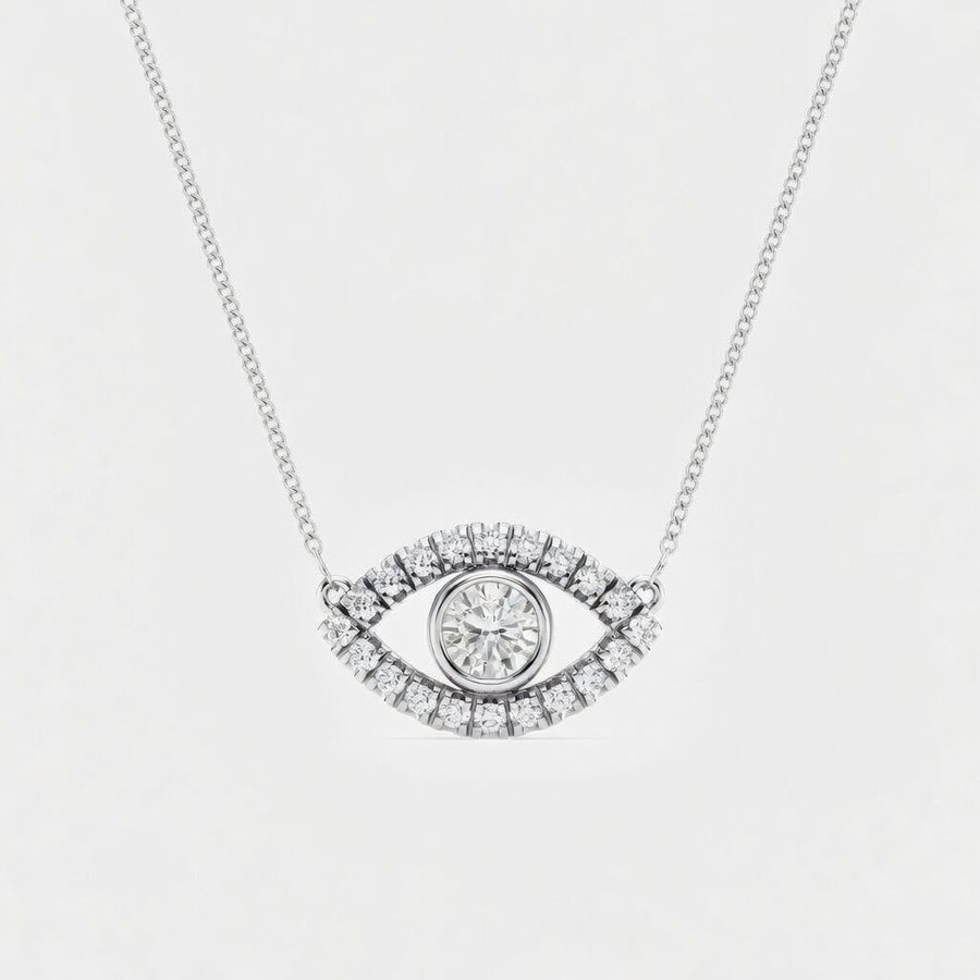 14K White Gold Evil Eye Lab-Grown Diamond Pendant (1.10 CTW – D–F / VS1–VS2)