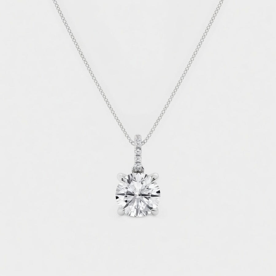 1.50 CTW Round Lab-Grown Diamond Hidden Halo Pendant with Diamond Bail (D–F / VS1–VS2, IGI Certified)