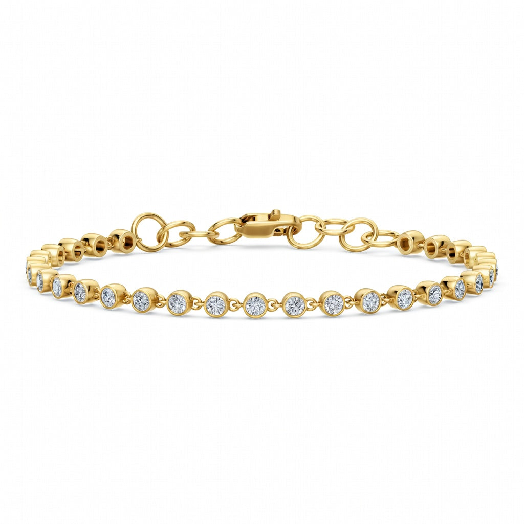 1.54 Carat Round Cut Diamond Chain Bracelet VS1 D F White Gold 14k