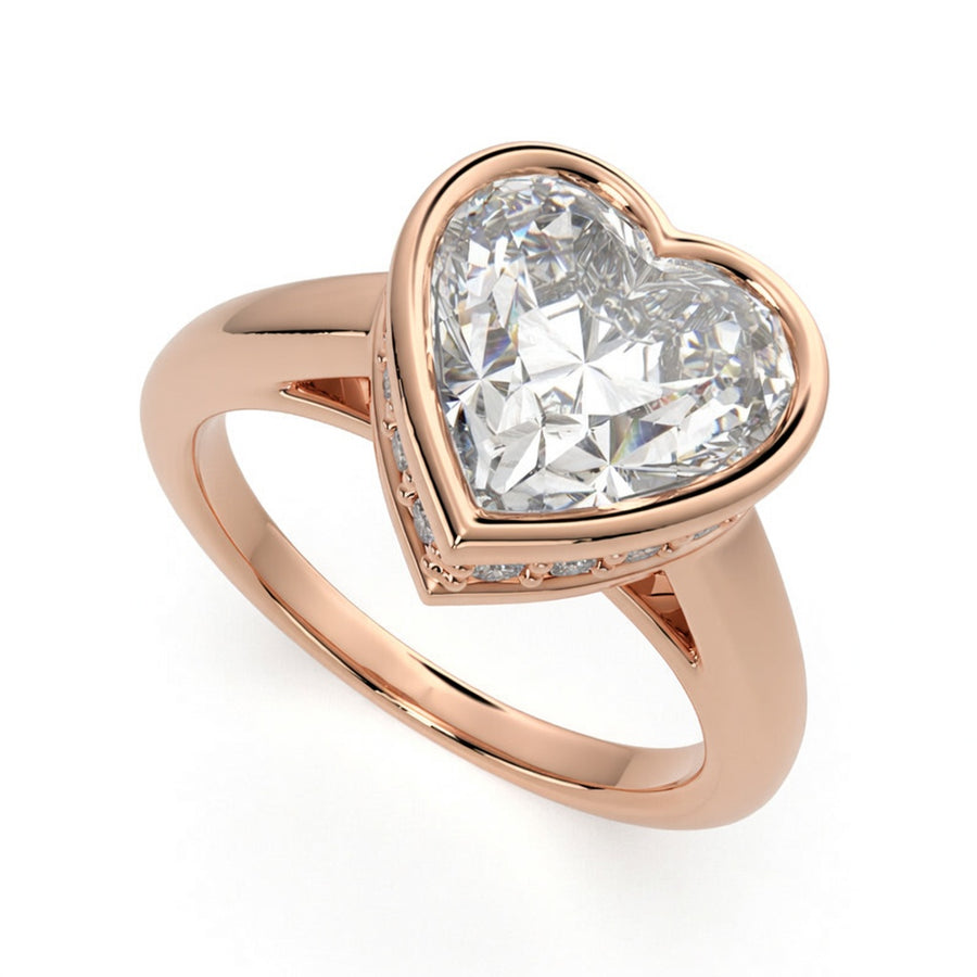 Xenia 4.15 Carat Heart Cut Halo Pave Solitaire Engagement Ring