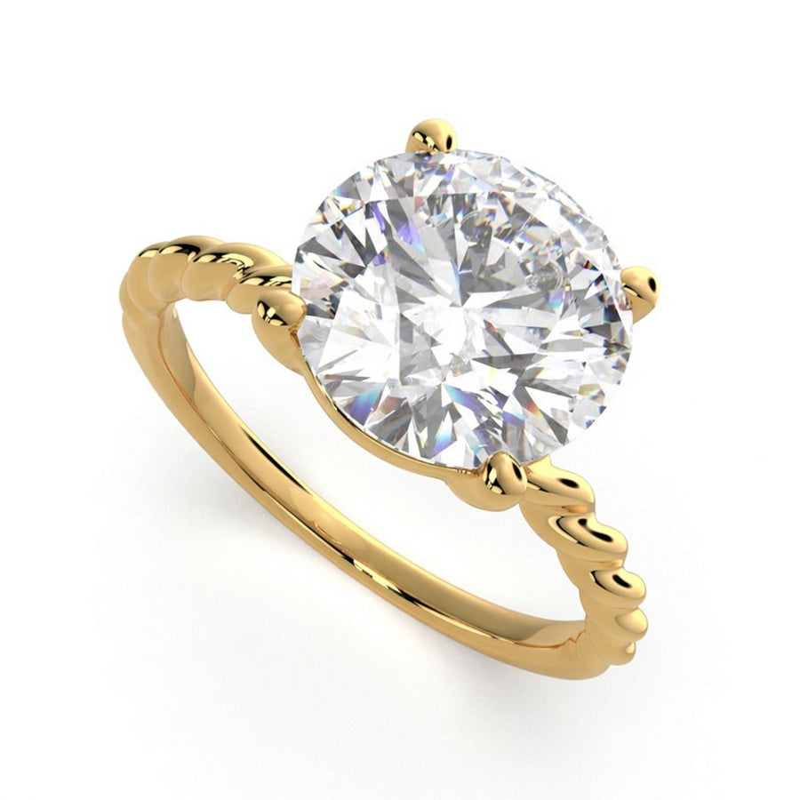 Renata 4 Carat Round Cut Solitaire Rope Engagement Ring