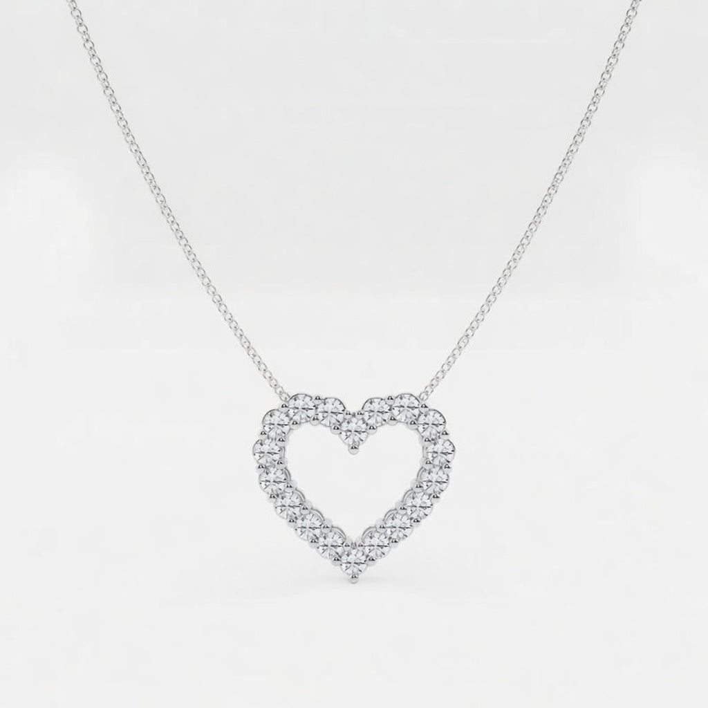 3.00 CTW Round Lab-Grown Diamond Heart Pendant with Adjustable Chain (D–F / VS1–VS2, IGI Certified)