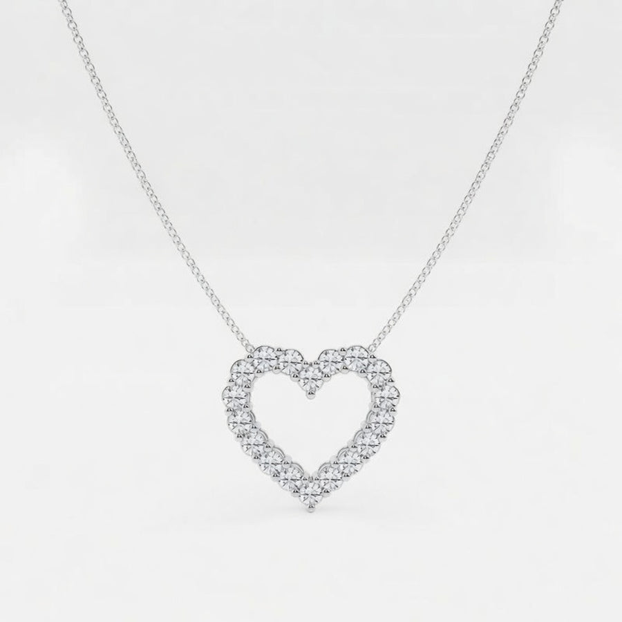 3.00 CTW Round Lab-Grown Diamond Heart Pendant with Adjustable Chain (D–F / VS1–VS2, IGI Certified)