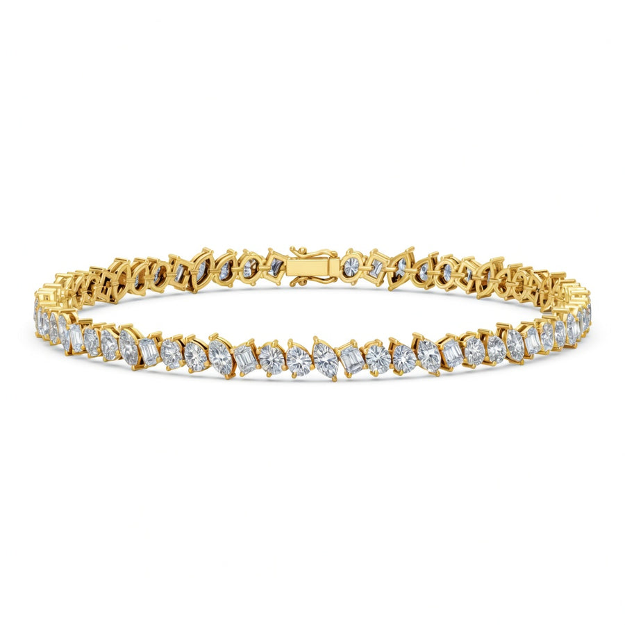 5.86 Carat Mixed Cut Diamond Tennis Bracelet VS1 D F White Gold 14k