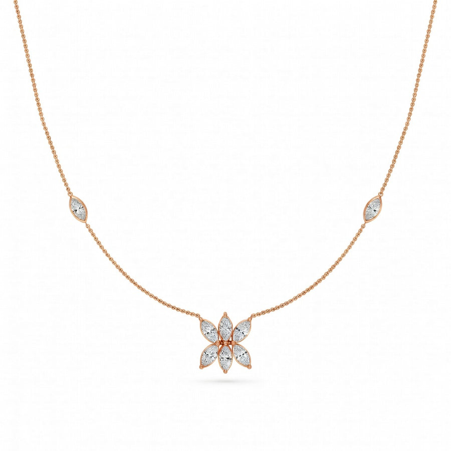 1.25 Ct Marquise Cut Diamond Chain Necklace VS1 D-F White Gold 14k
