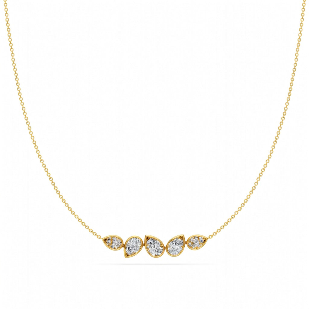 1.9 Ct Pear Cut Diamond Chain Necklace VS1 D-F White Gold 14k
