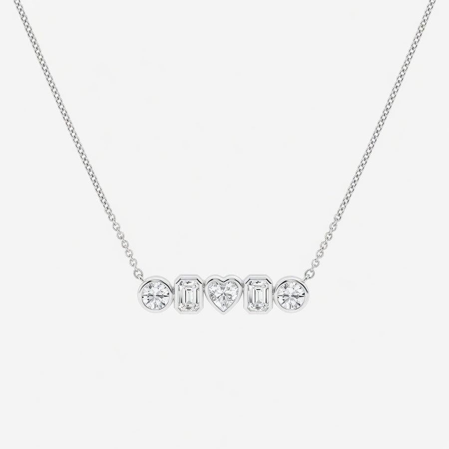 14K White Gold Multi-Shape Bezel-Set Lab-Grown Diamond Five-Stone Pendant (1.00 CTW – D–F / VS1–VS2)