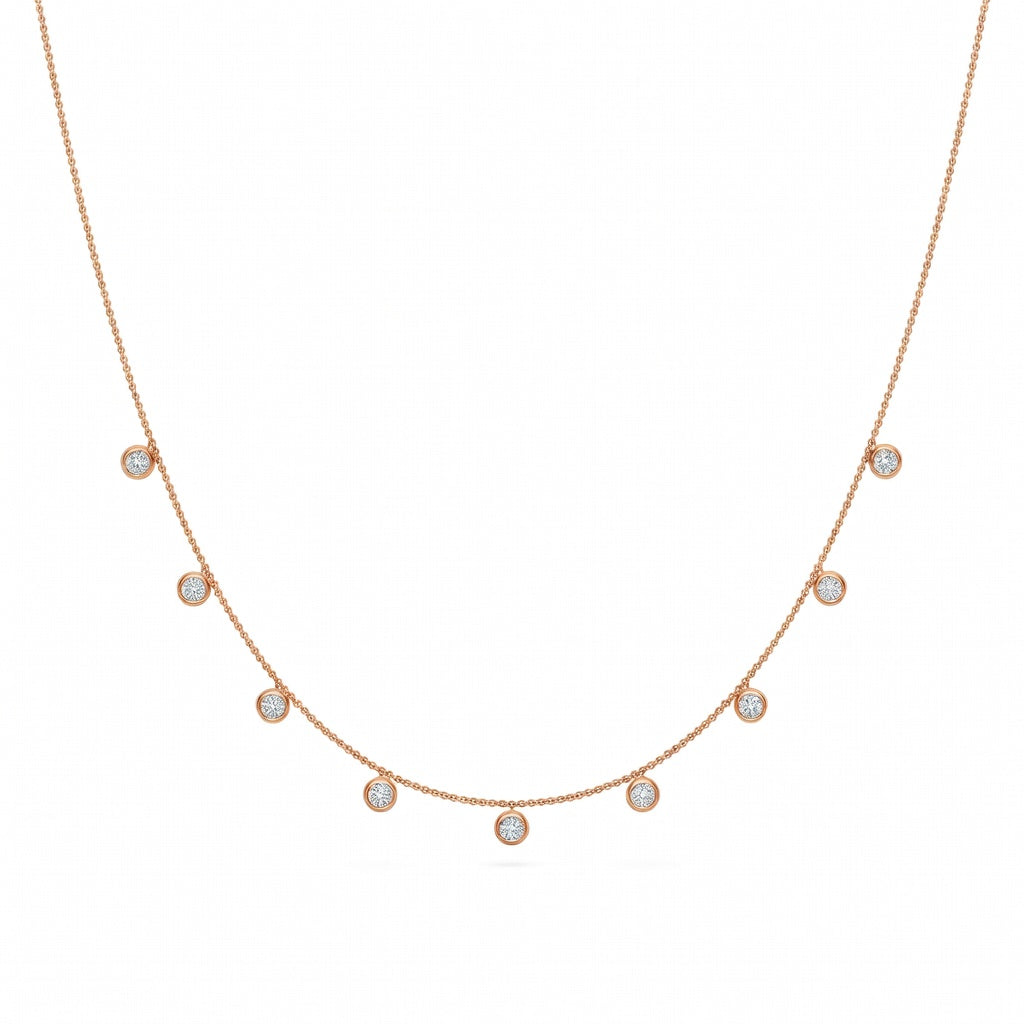 0.9 Ct Round Cut Diamond Chain Necklace VS1 D-F White Gold 14k