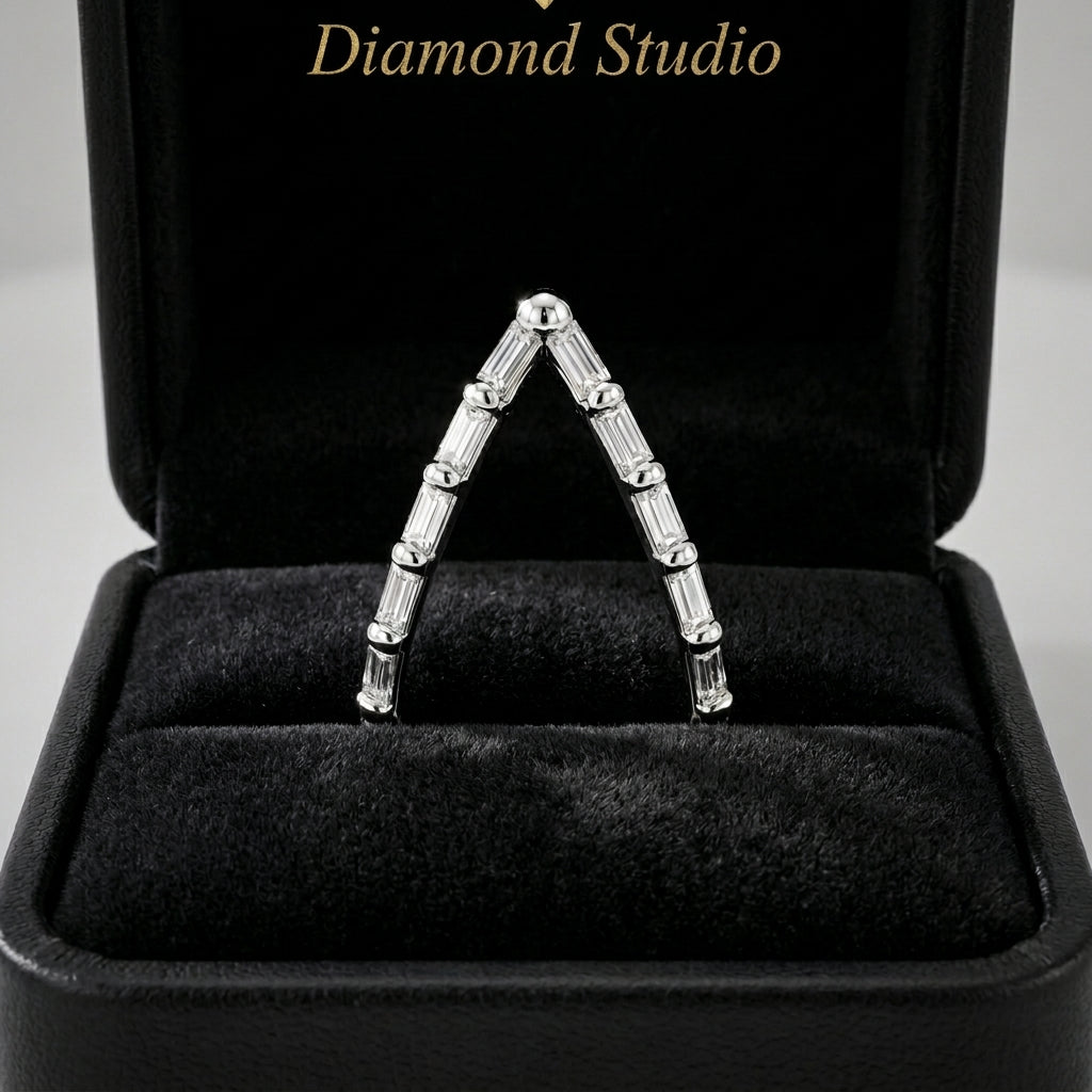 1.00 CT Lab-Grown Diamond Chevron Fashion Ring in 14K White Gold (D–F / VS1–VS2)