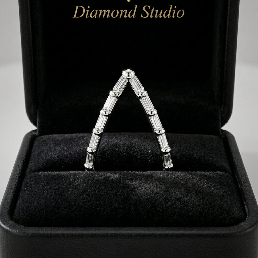 1.00 CT Lab-Grown Diamond Chevron Fashion Ring in 14K White Gold (D–F / VS1–VS2)