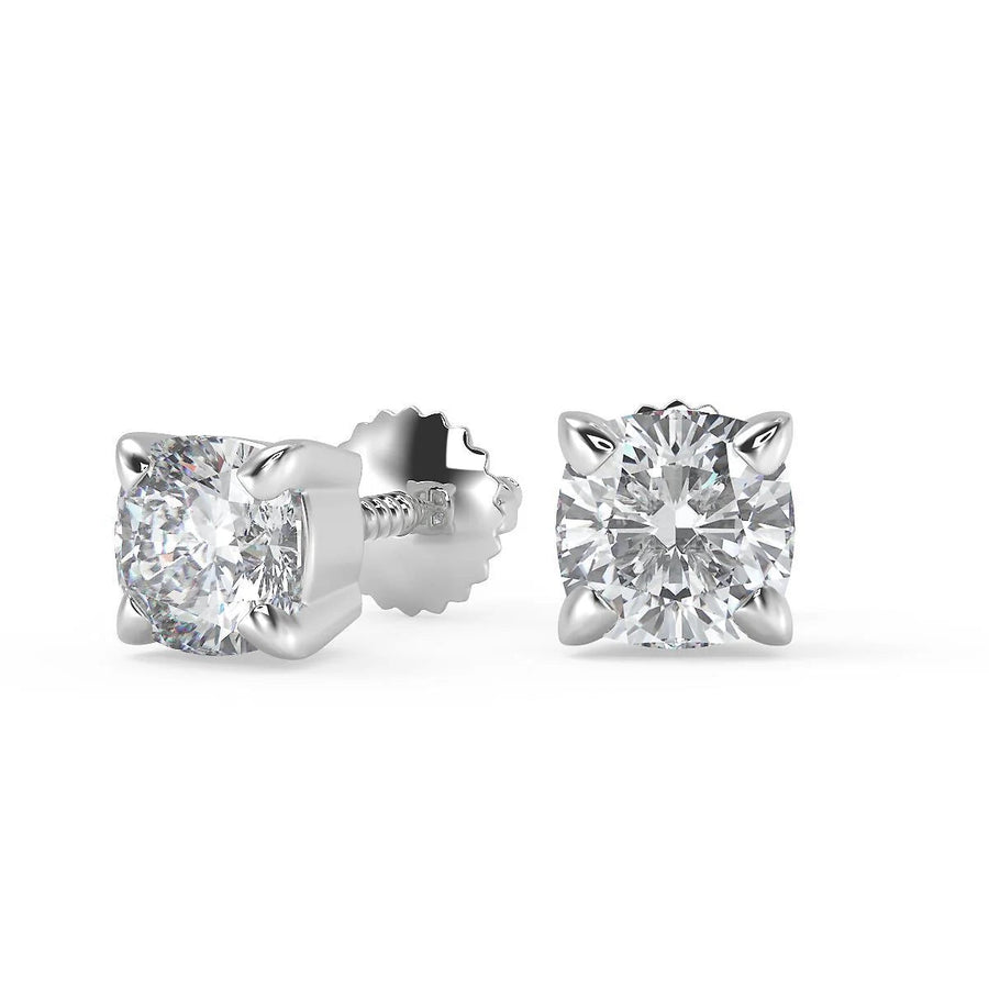 Complimentary round lab-grown diamond stud earrings in 14K white gold