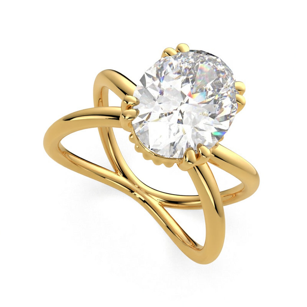 Tatiana 1 Carat Oval Cut Solitaire Split Shank Engagement Ring