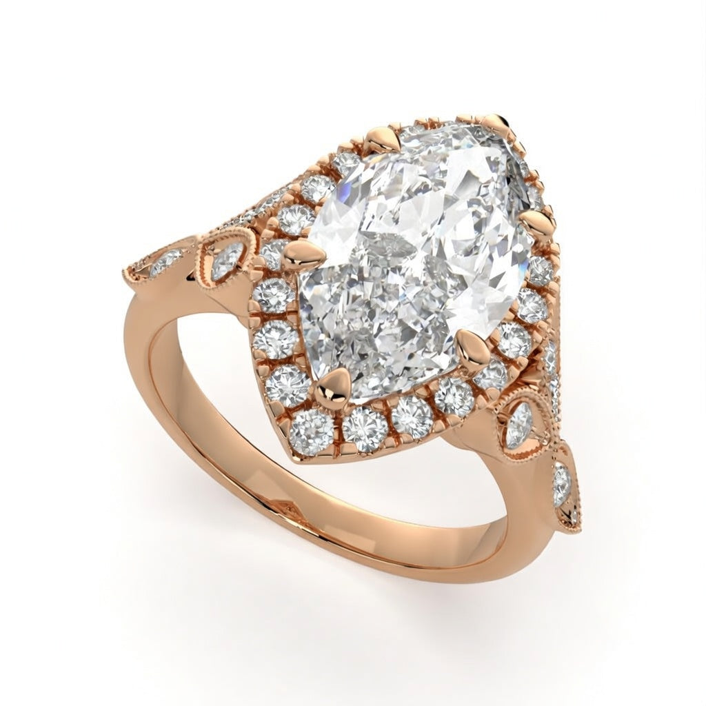 Ada 2.35 Carat Marquise Cut Halo Pave Engagement Ring