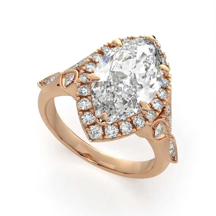 Ada 4.35 Carat Marquise Cut Halo Pave Engagement Ring
