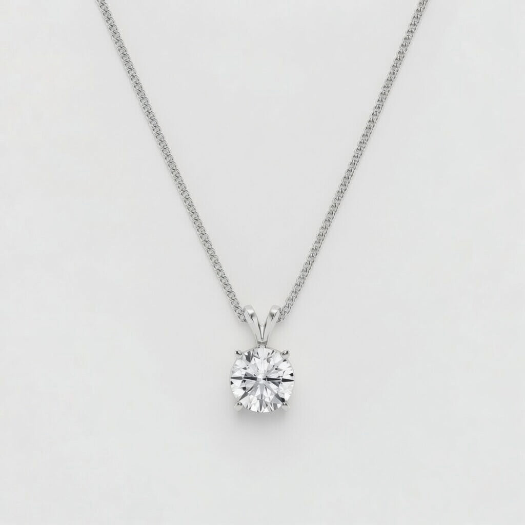 2.00 Carat Round Lab-Grown Diamond Split Bail Solitaire Pendant – VS1 Clarity, D–F Color, 14K White Gold with Adjustable Chain
