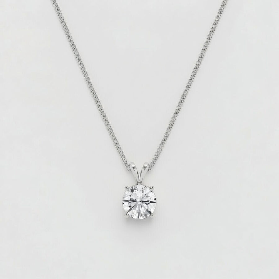 2.00 Carat Round Lab-Grown Diamond Split Bail Solitaire Pendant – VS1 Clarity, D–F Color, 14K White Gold with Adjustable Chain