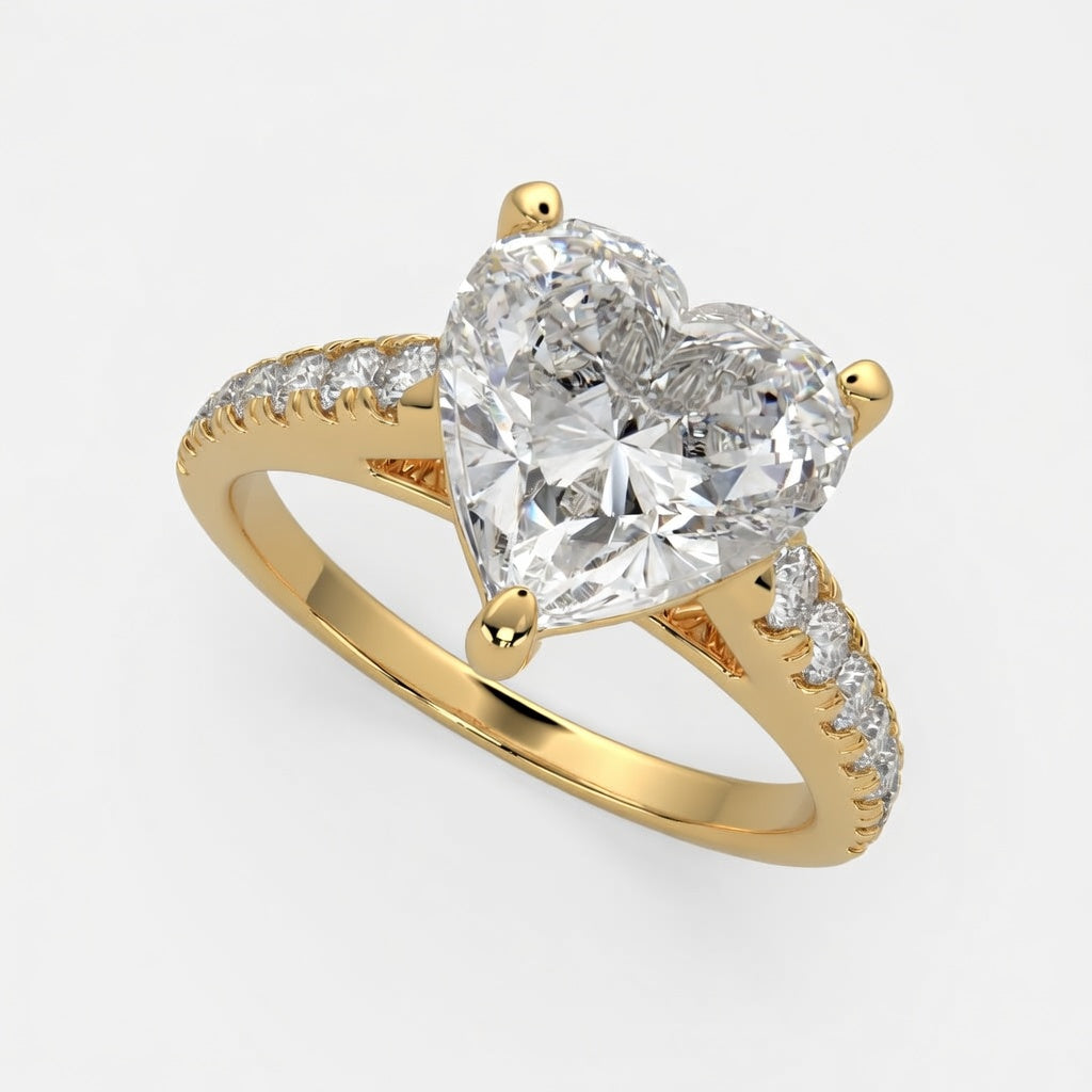 Karina 1.3 Carat Heart Cut Pave 6 Prong Engagement Ring