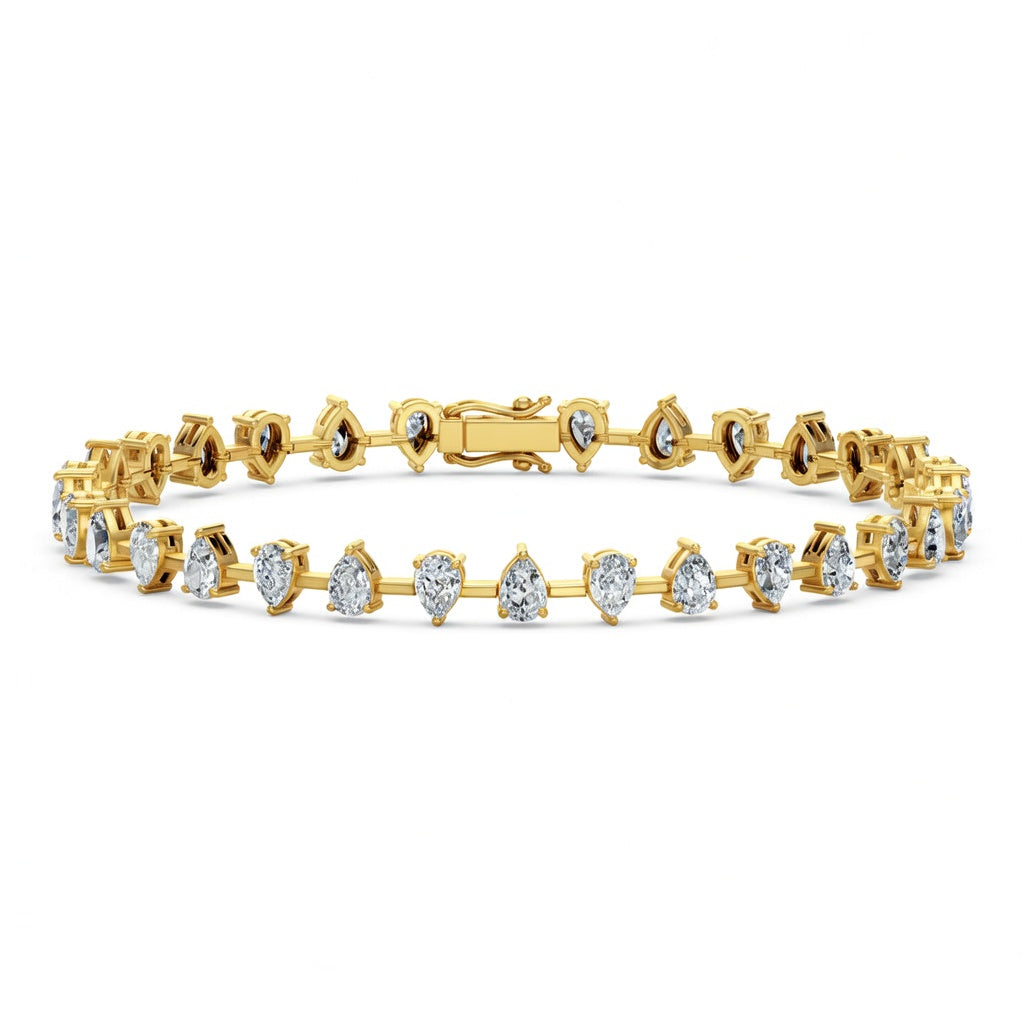 5.64 Carat Pear Cut Diamond Bangle Bracelet VS1 D F White Gold 14k