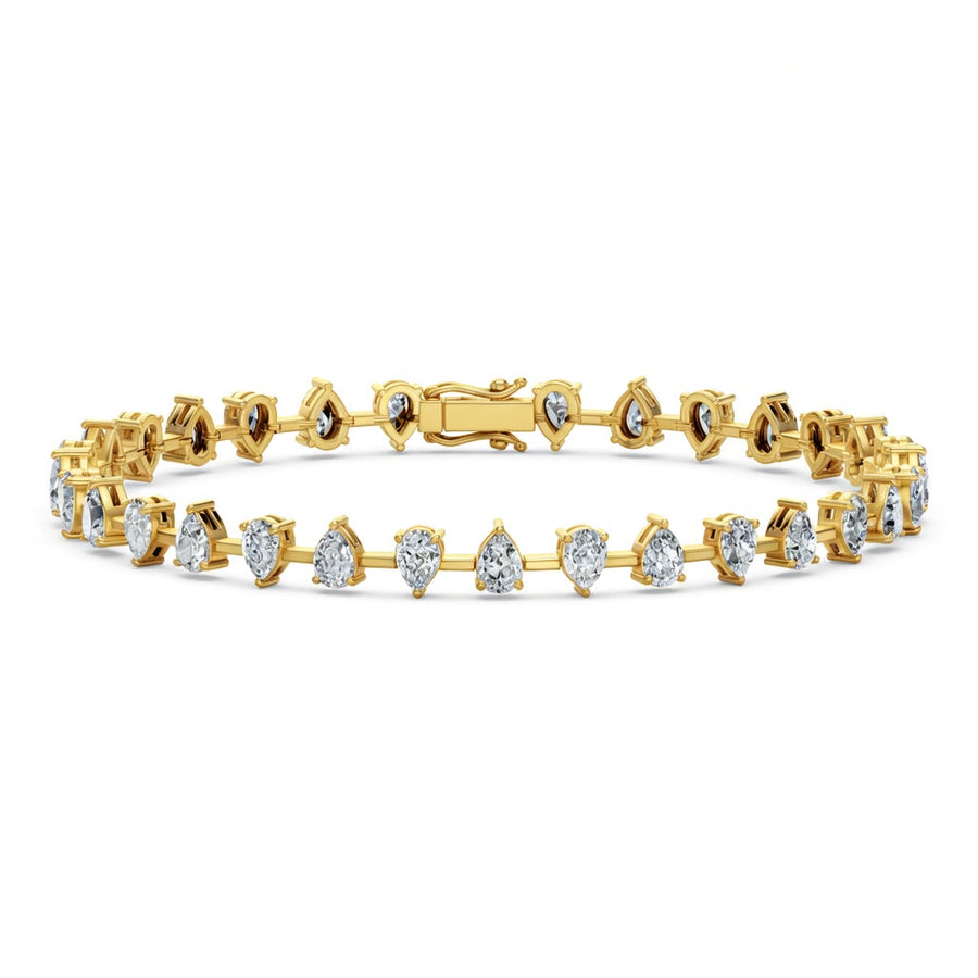 9.44 Carat Pear Cut Diamond Bangle Bracelet VS1 D F White Gold 14k