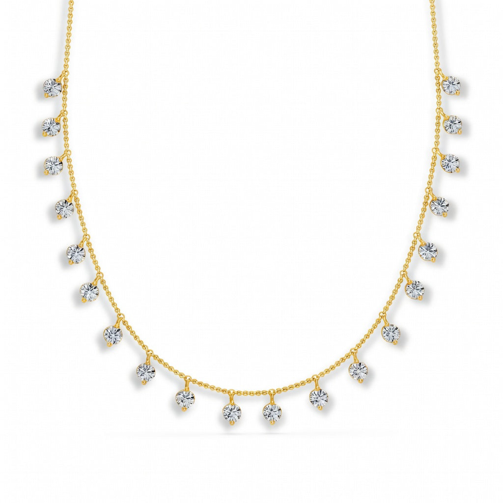2.2 Ct Round Cut Diamond Chain Necklace VS1 D-F White Gold 14k