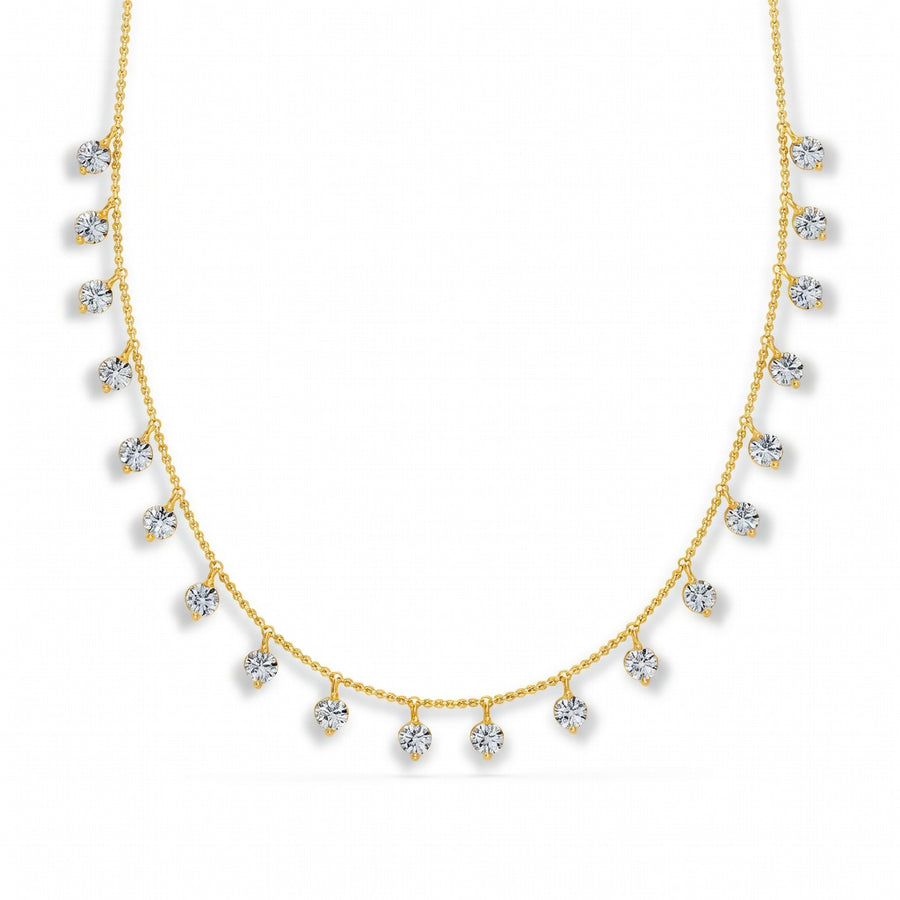 2.2 Ct Round Cut Diamond Chain Necklace VS1 D-F White Gold 14k