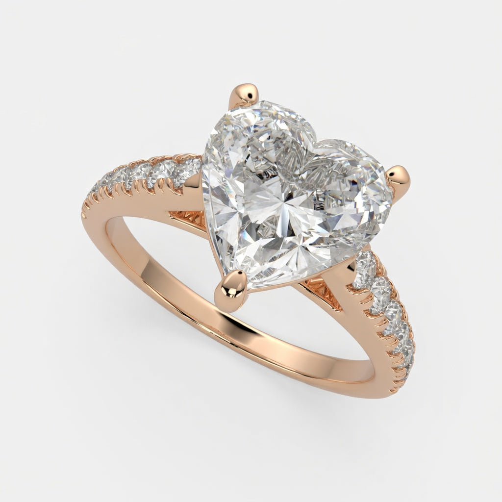 Karina 1.3 Carat Heart Cut Pave 6 Prong Engagement Ring