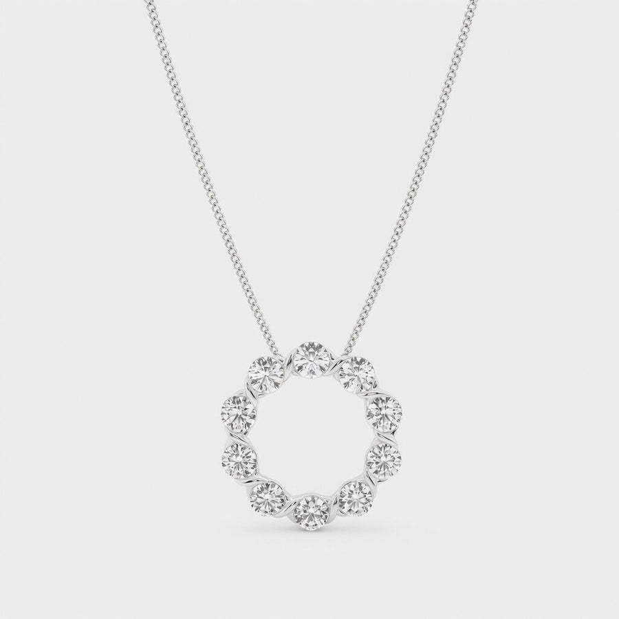 14K White Gold Circle Lab-Grown Diamond Pendant (2.00 CTW – D–F / VS1–VS2)