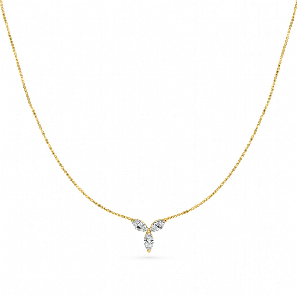 0.65 Ct Marquise Cut Diamond Chain Necklace VS1 D-F White Gold 14k