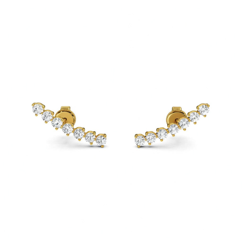 0.89 ct Round Cut Climber Prong Butterfly Diamond Earrings VS1 D White Gold 14k