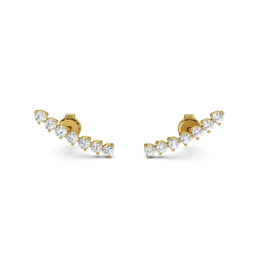 0.89 ct Round Cut Climber Prong Butterfly Diamond Earrings VS1 D White Gold 14k