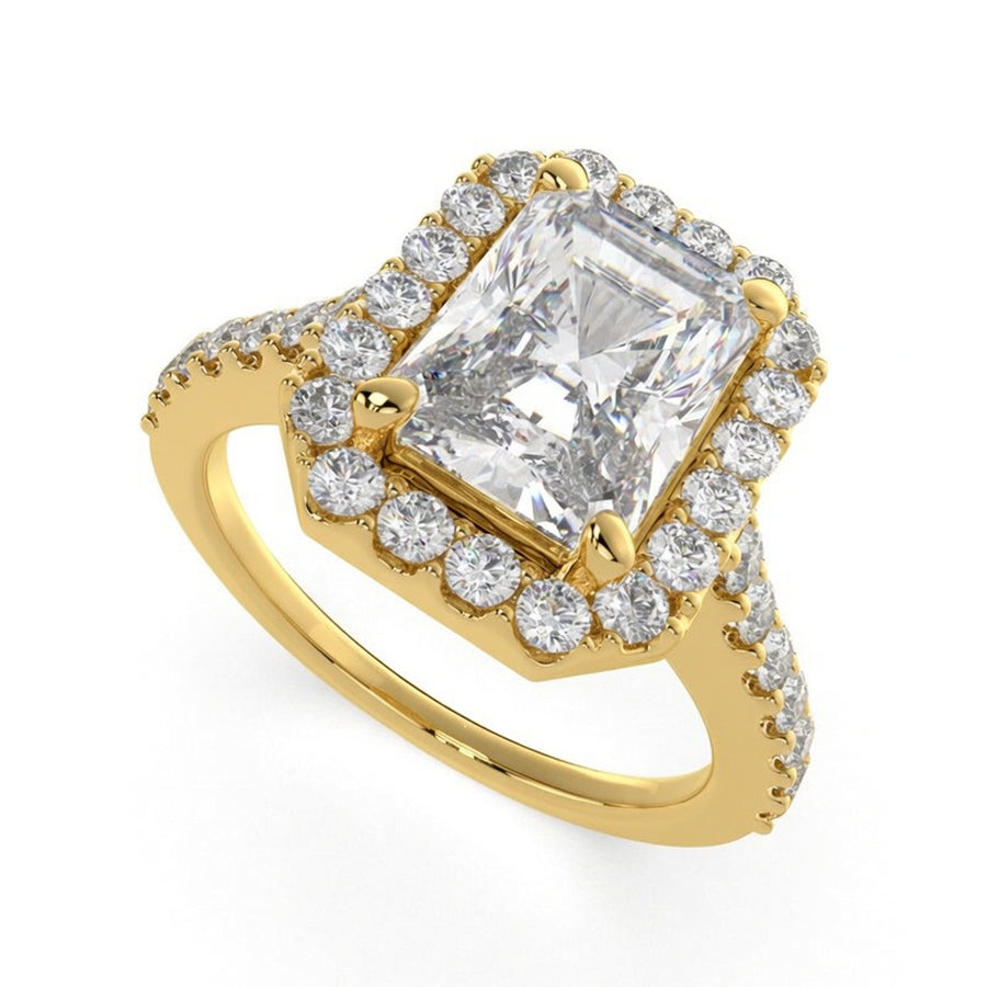 Bianca 4.5 Carat Radiant Cut Halo Pave Engagement Ring