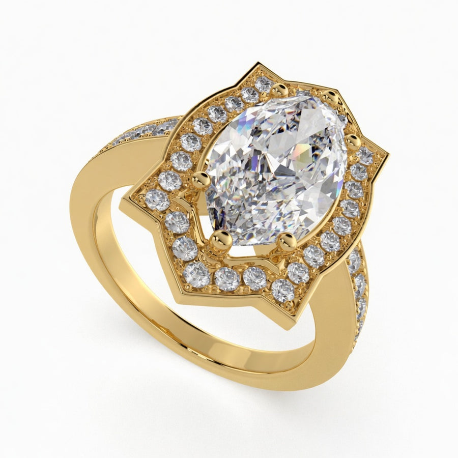 Amalia 3.5 Carat Marquise Cut Halo Pave Engagement Ring