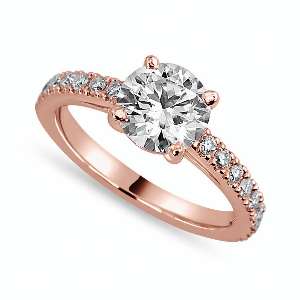 Matilda 2.23 ct Lab Grown Round Cut Pave 4 prong Diamond Engagement Ring