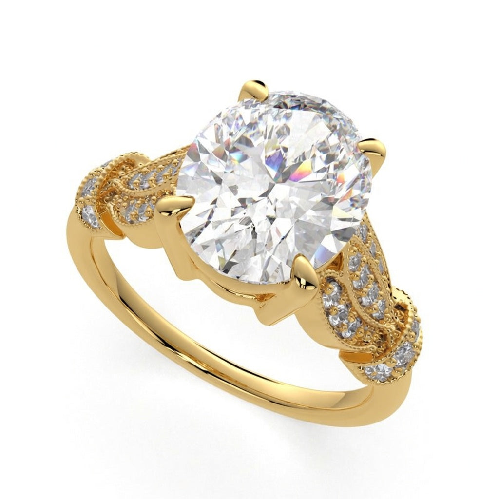Nadia 2.15 Carat Oval Cut Pave Milgrain Engagement Ring