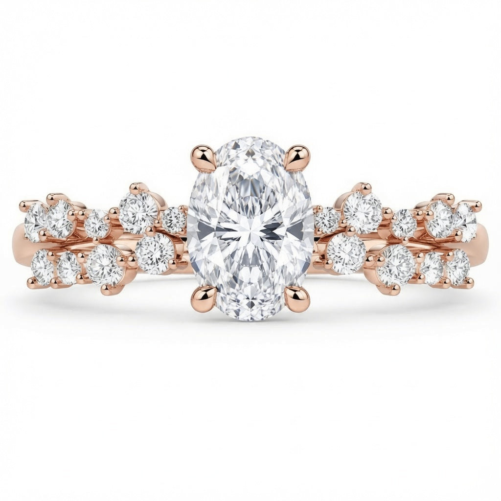 2.00 CT Oval Lab-Grown Diamond 2PCS Bridal Set in 14K White Gold – Matching Wedding Ring Design
