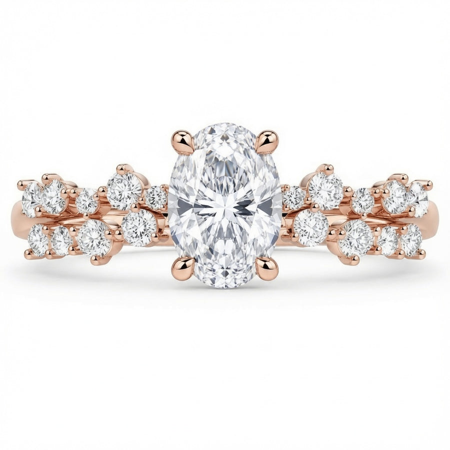 2.00 CT Oval Lab-Grown Diamond 2PCS Bridal Set in 14K White Gold – Matching Wedding Ring Design