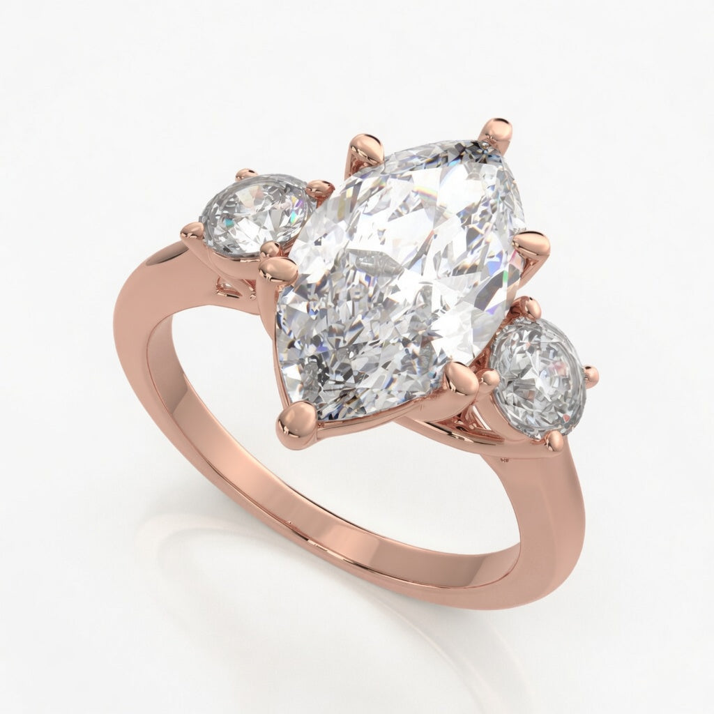 Hana 3.2 Carat Marquise Cut 3 Stone Engagement Ring